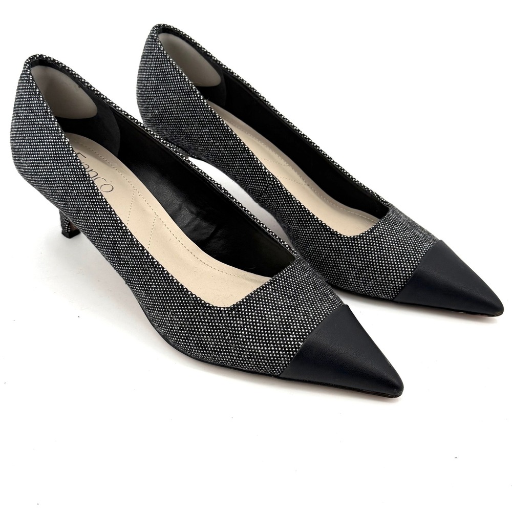 Franco Sarto Kristina Pumps Women 8.5 Black Pointed Toe Kitten Heel